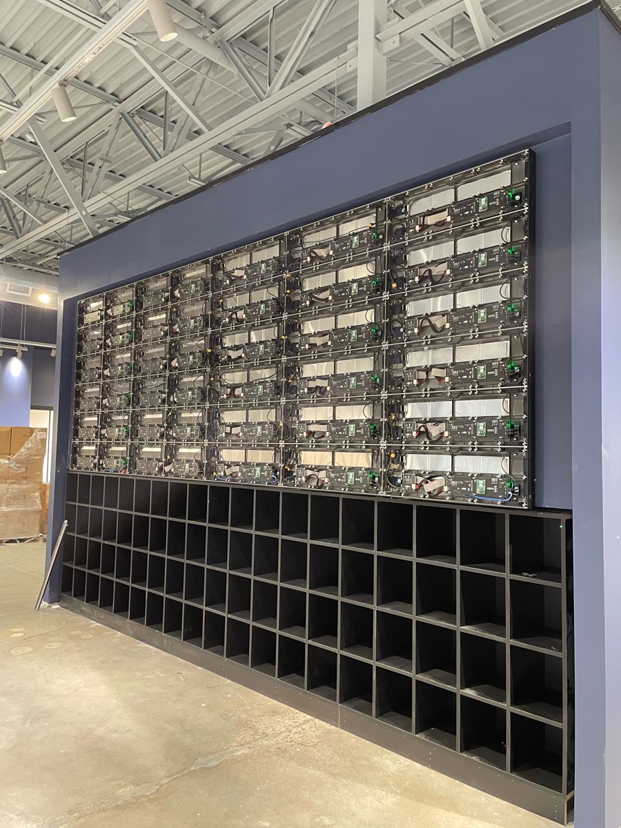 Rear of an LED video wall installation