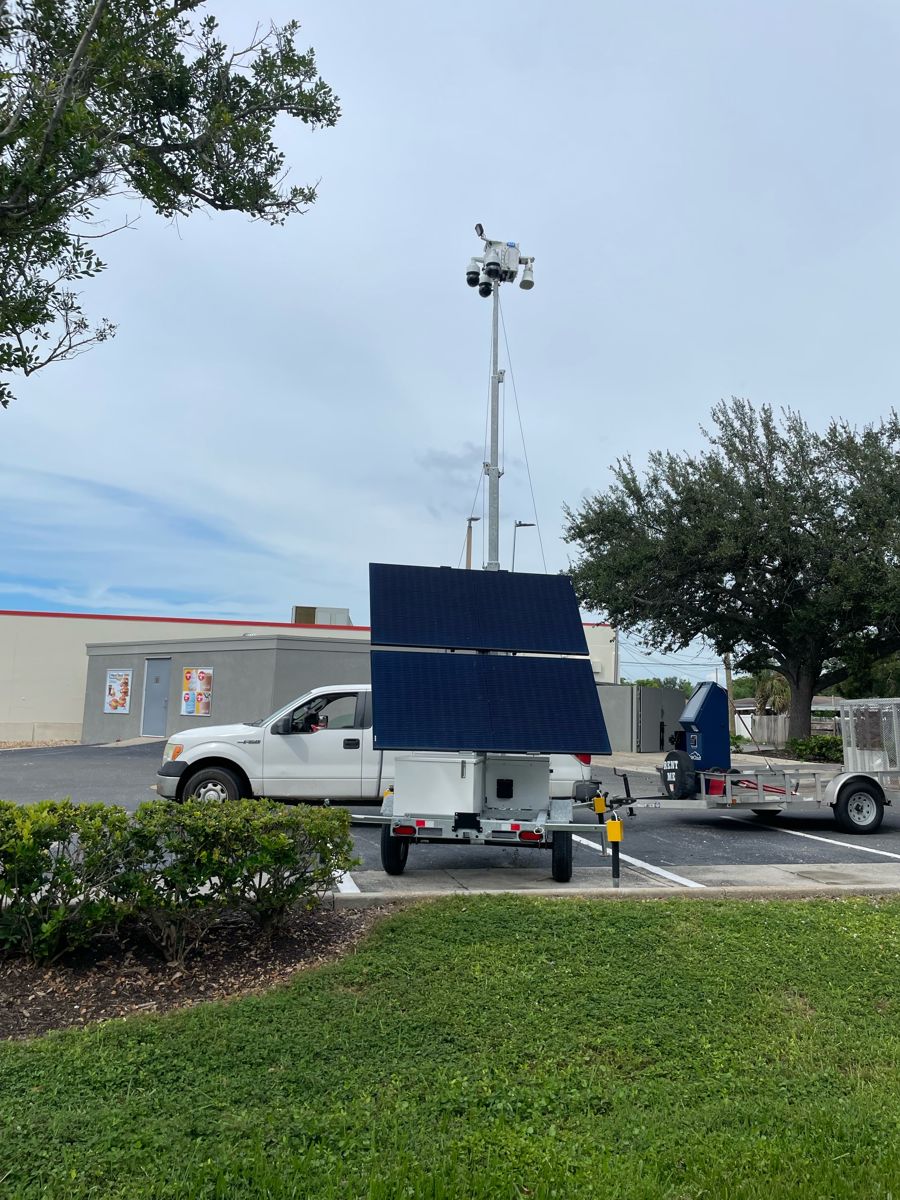 Mobile solar surveillance trailer with cameras