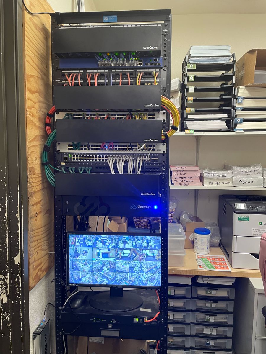 Network rack with camera recorder and monitor